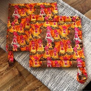 Handmade Chicken Pot Holders | Farmhouse Kitchen Decor | Set of 2